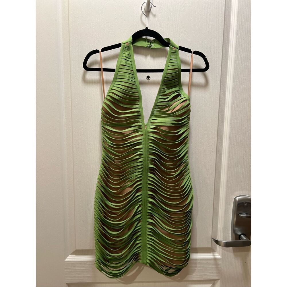 Elliatt Stella Halter Neck Mini Dress Green night out Party Dress size S NWT$249 - Picture 6 of 8